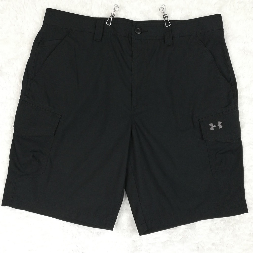 Under Armour Mens Shorts Fish Hunter 2.0 Cargo Black Loose Heatgear 40